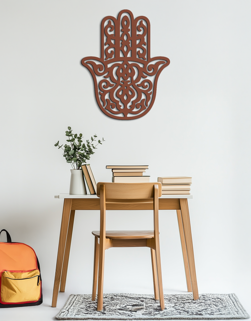 Load image into Gallery viewer, Hamsa Hand Metal Wall Art - Symbolic Protection & Spiritual Home Decor - KAF159