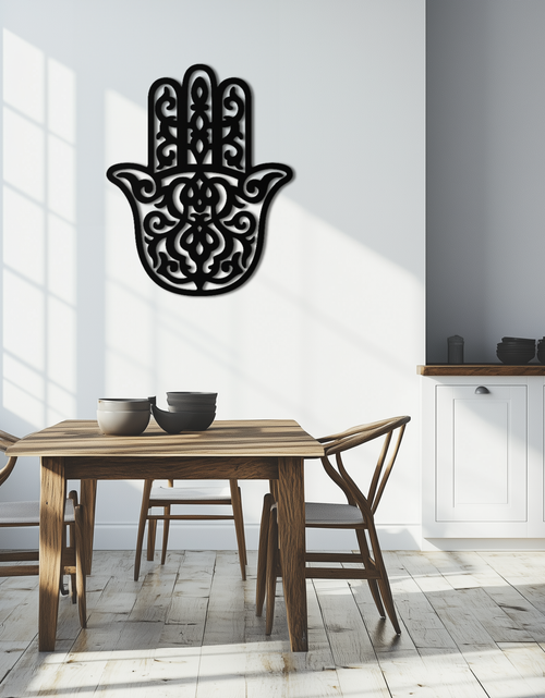 Load image into Gallery viewer, Hamsa Hand Metal Wall Art - Symbolic Protection & Spiritual Home Decor - KAF159