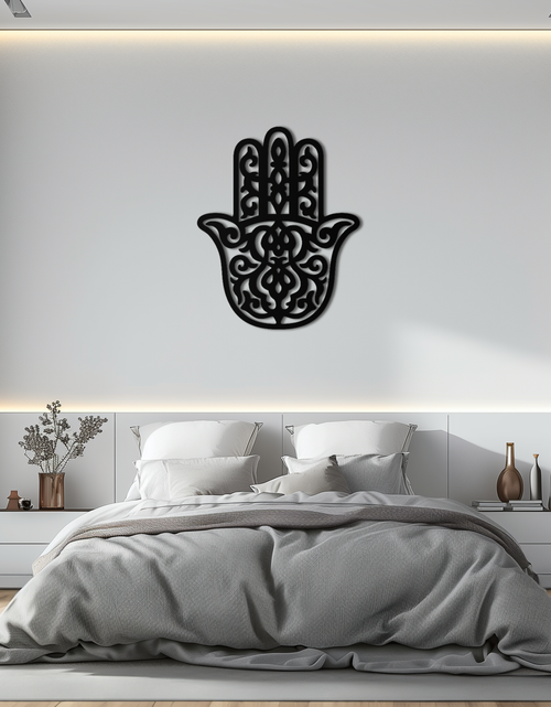 Load image into Gallery viewer, Hamsa Hand Metal Wall Art - Symbolic Protection & Spiritual Home Decor - KAF159