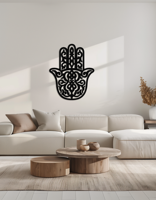 Load image into Gallery viewer, Hamsa Hand Metal Wall Art - Symbolic Protection & Spiritual Home Decor - KAF159