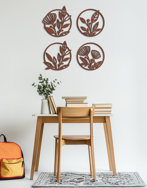 Load image into Gallery viewer, Floral Botanical Metal Wall Art - Nature-Inspired Circle Wall Decor - KAF160