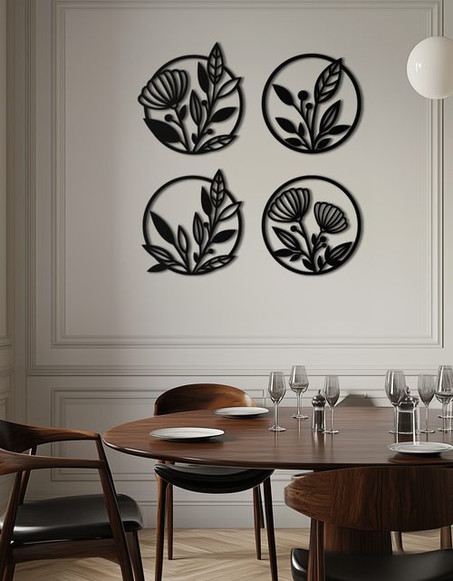 Load image into Gallery viewer, Floral Botanical Metal Wall Art - Nature-Inspired Circle Wall Decor - KAF160