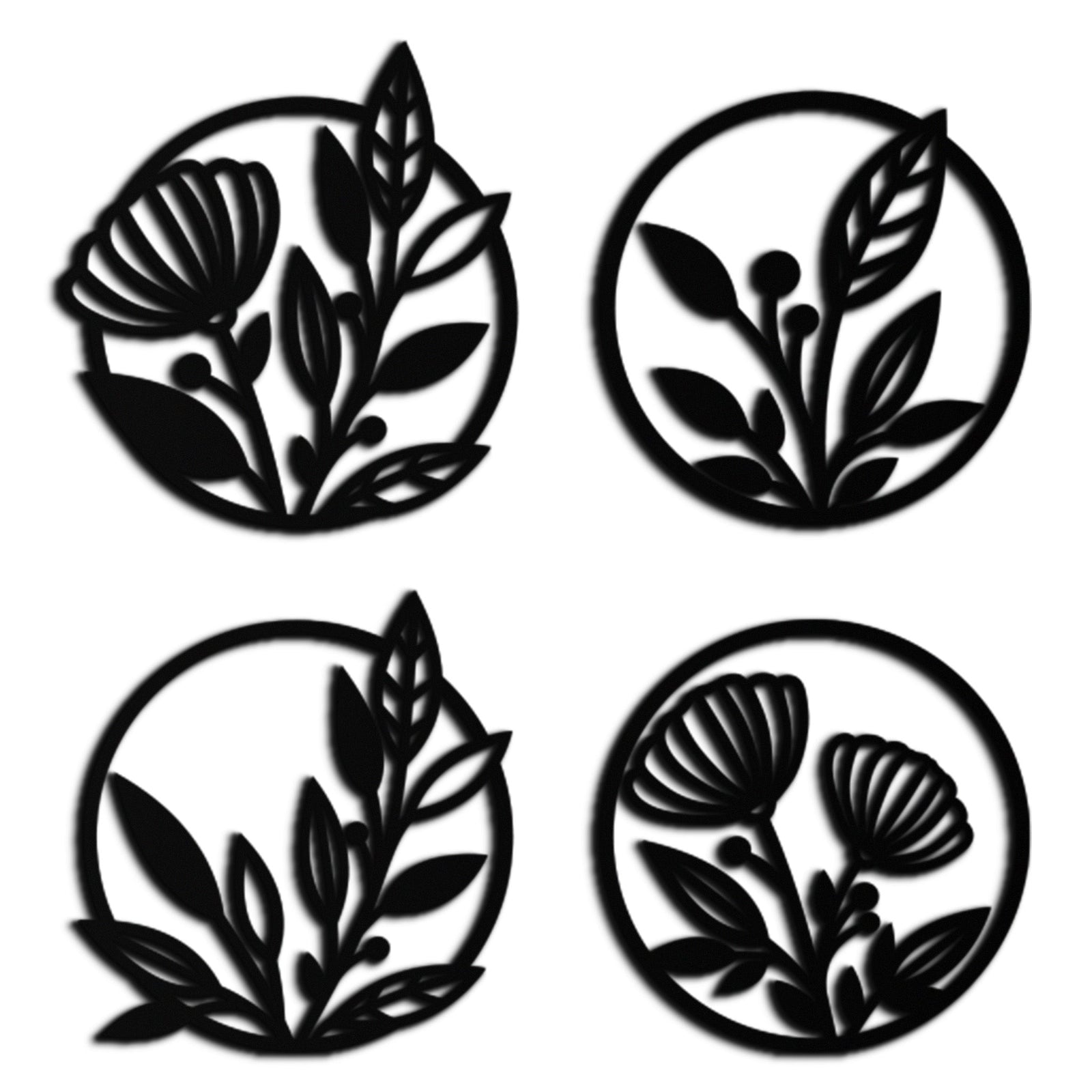 Floral Botanical Metal Wall Art - Nature-Inspired Circle Wall Decor - KAF160