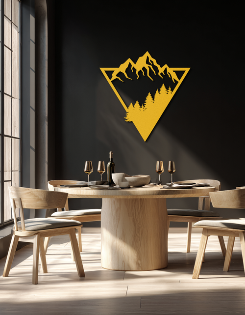 Load image into Gallery viewer, Mountain Forest Metal Wall Art - Geometric Nature Decor- KAF161