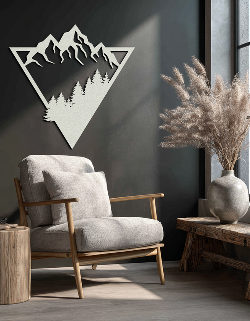 Load image into Gallery viewer, Mountain Forest Metal Wall Art - Geometric Nature Decor- KAF161
