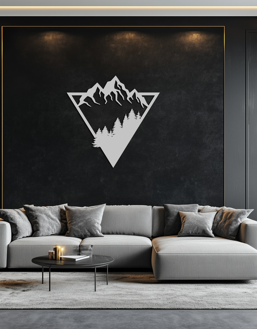 Load image into Gallery viewer, Mountain Forest Metal Wall Art - Geometric Nature Decor- KAF161