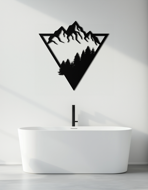 Load image into Gallery viewer, Mountain Forest Metal Wall Art - Geometric Nature Decor- KAF161