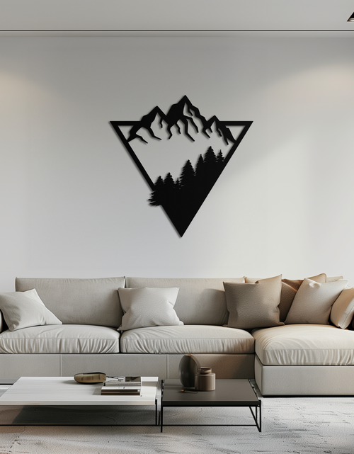 Load image into Gallery viewer, Mountain Forest Metal Wall Art - Geometric Nature Decor- KAF161