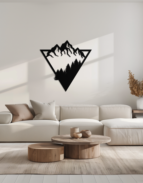 Load image into Gallery viewer, Mountain Forest Metal Wall Art - Geometric Nature Decor- KAF161