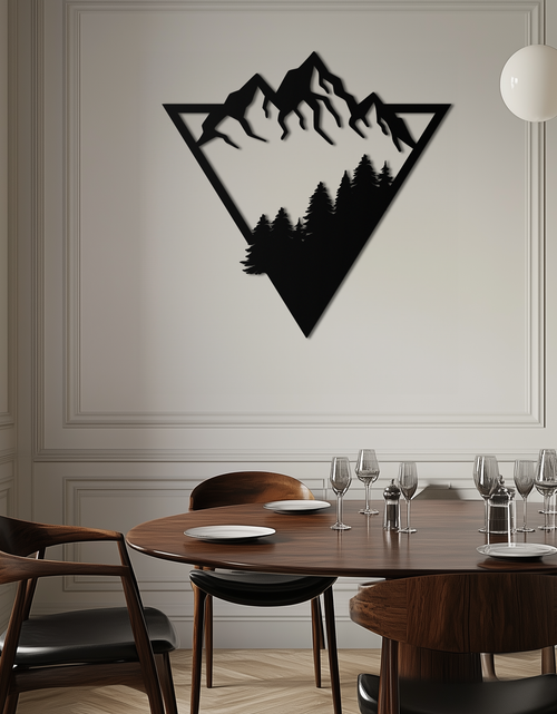 Load image into Gallery viewer, Mountain Forest Metal Wall Art - Geometric Nature Decor- KAF161