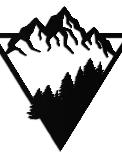 Load image into Gallery viewer, Mountain Forest Metal Wall Art - Geometric Nature Decor- KAF161