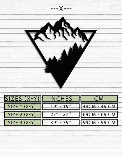 Load image into Gallery viewer, Mountain Forest Metal Wall Art - Geometric Nature Decor- KAF161