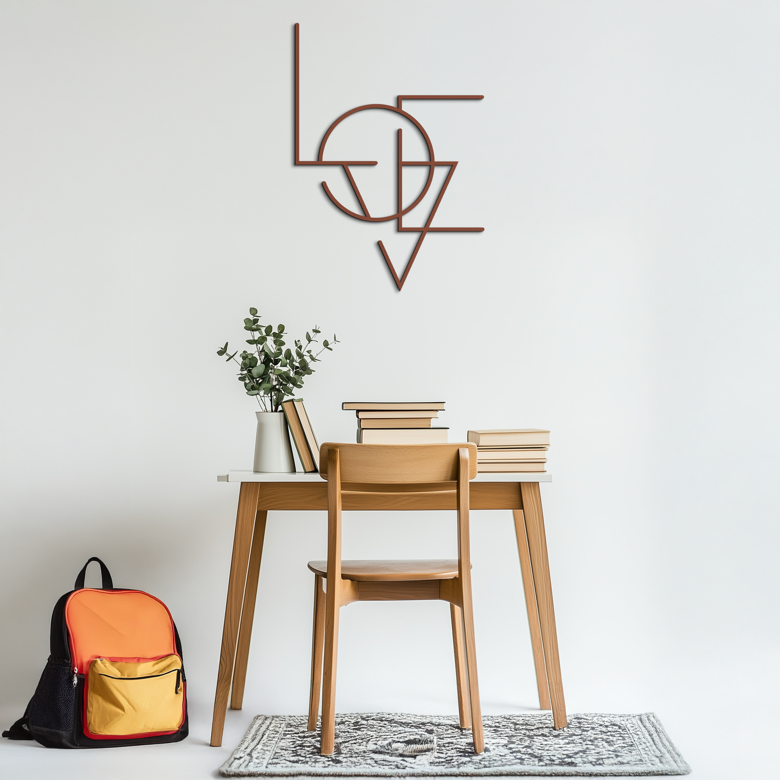 Geometric LOVE Metal Wall Art - Modern Minimalist Wall Decor- KAF162