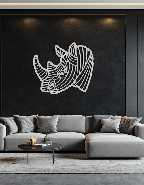 Load image into Gallery viewer, Geometric Rhino Metal Wall Art - Modern Wildlife Decor- KAF164