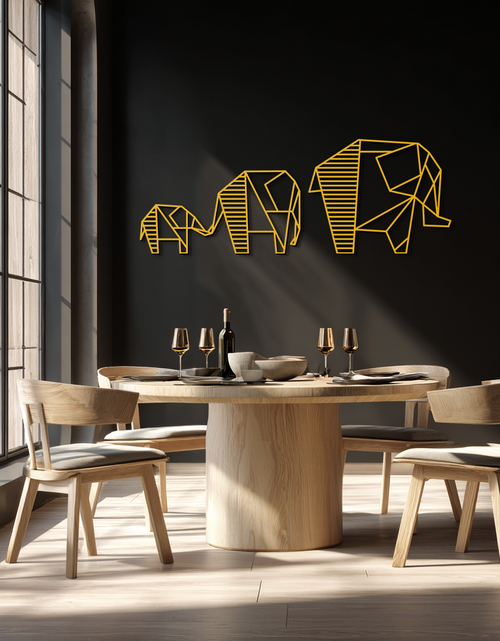 Load image into Gallery viewer, Geometric Elephant Family Metal Wall Art - Modern Minimalist Decor- KAF166