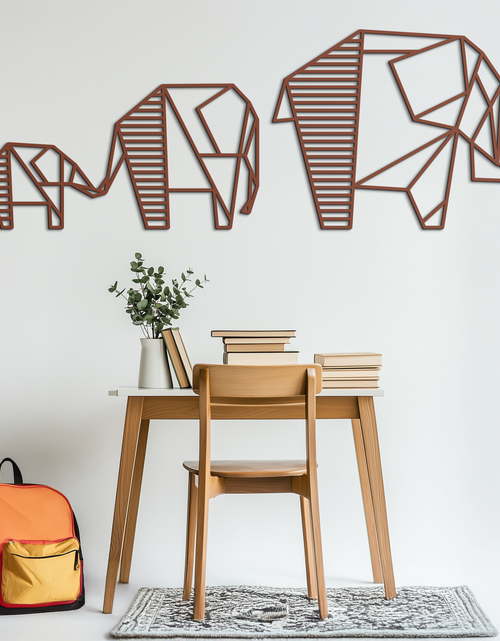 Load image into Gallery viewer, Geometric Elephant Family Metal Wall Art - Modern Minimalist Decor- KAF166