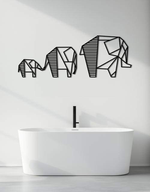 Load image into Gallery viewer, Geometric Elephant Family Metal Wall Art - Modern Minimalist Decor- KAF166