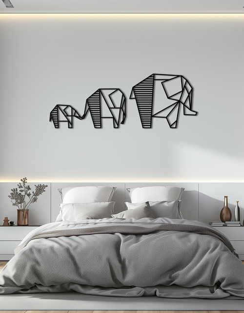 Load image into Gallery viewer, Geometric Elephant Family Metal Wall Art - Modern Minimalist Decor- KAF166