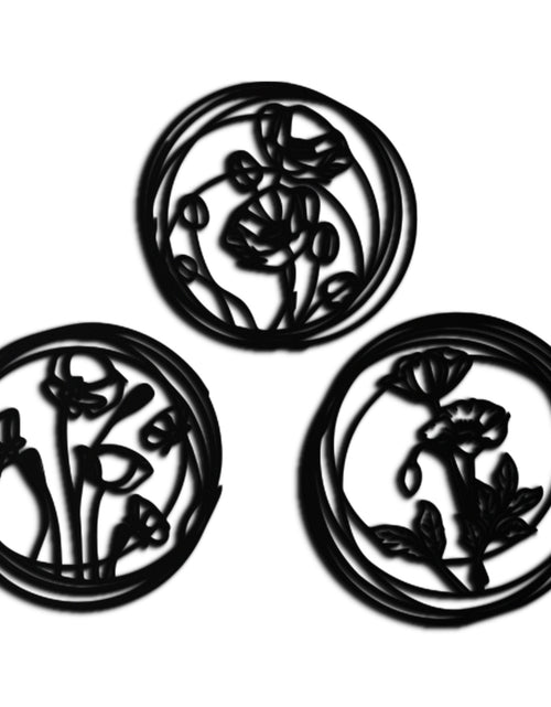 Load image into Gallery viewer, Floral Trio Metal Wall Art - Modern Botanical Circle Wall Decor- KAF168