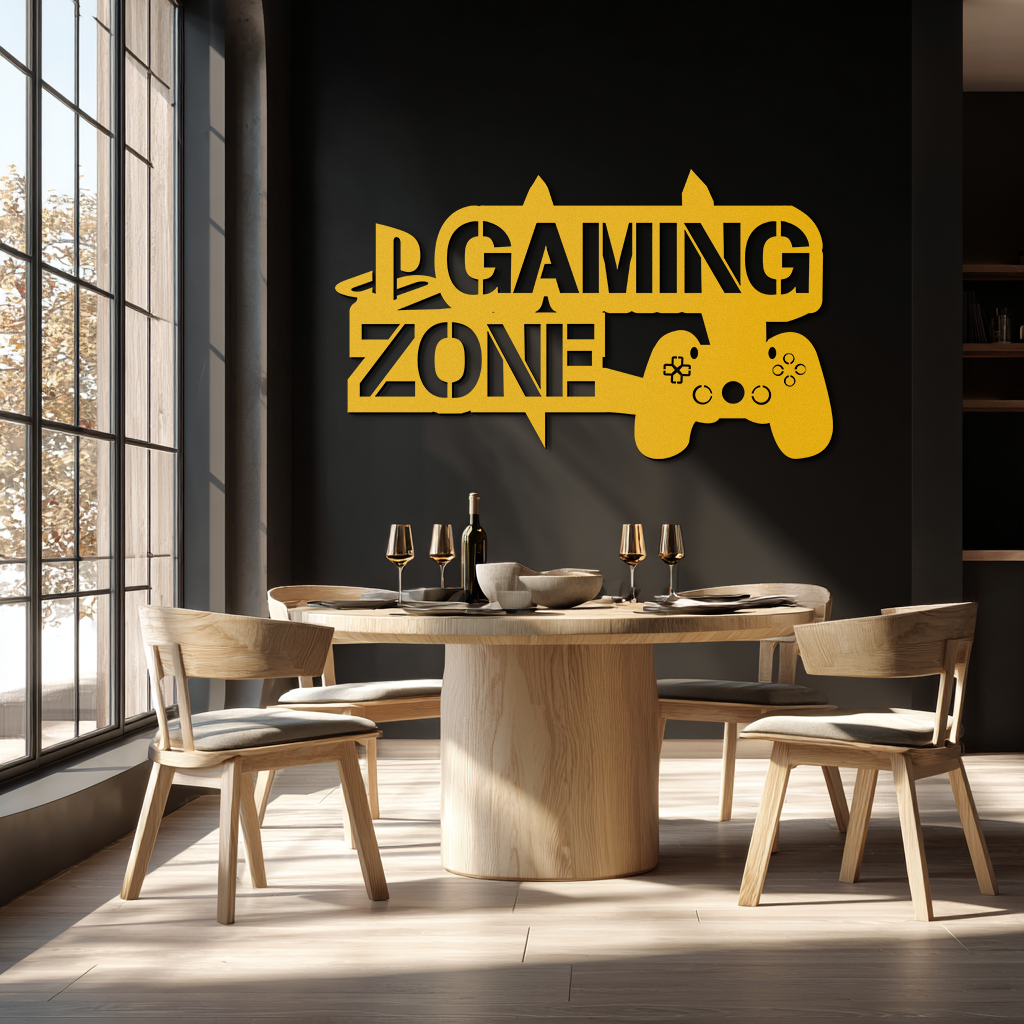 Gaming Zone Metal Wall Art - Gamer Room Decor- KAF169