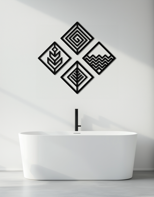 Load image into Gallery viewer, Four Elements Metal Wall Art - Modern Geometric Nature Decor- KAF173