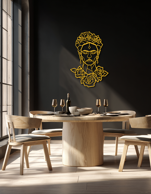 Load image into Gallery viewer, Frida Kahlo Metal Wall Art - Geometric Floral Portrait- KAF174