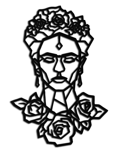 Load image into Gallery viewer, Frida Kahlo Metal Wall Art - Geometric Floral Portrait- KAF174