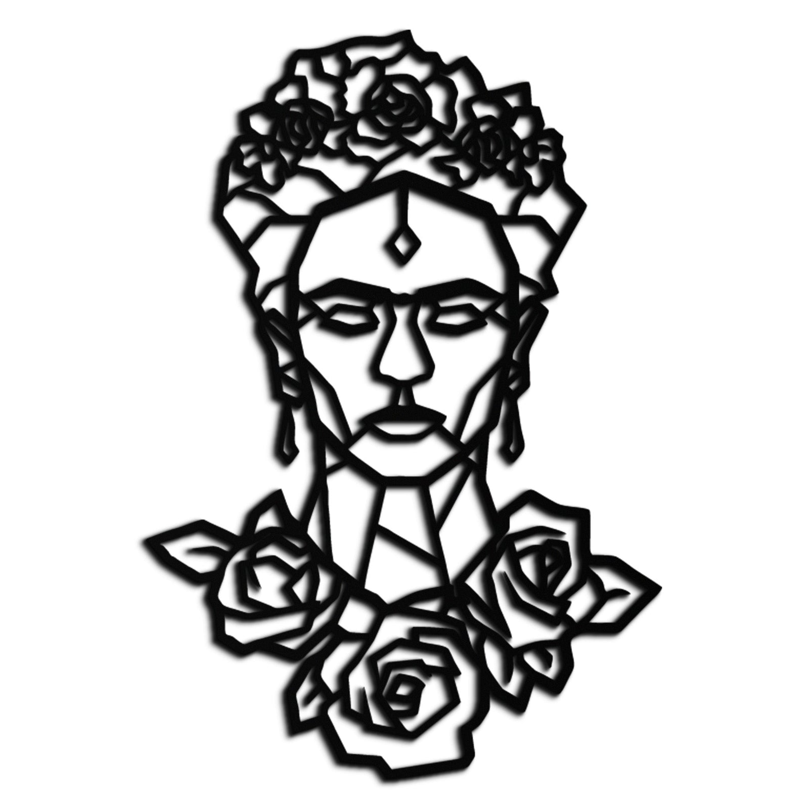 Frida Kahlo Metal Wall Art - Geometric Floral Portrait- KAF174