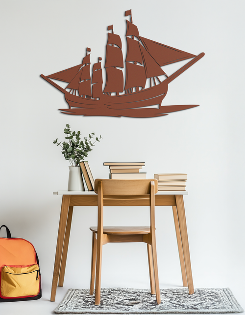 Load image into Gallery viewer, Pirate Ship Metal Wall Art - Nautical Decor for Home & Office- KAF175