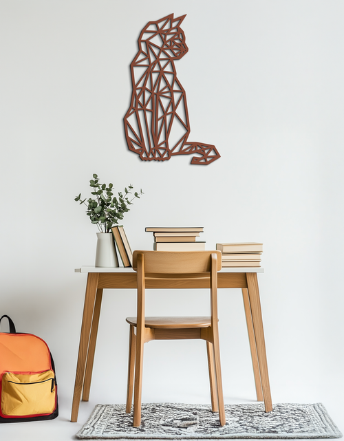Load image into Gallery viewer, Geometric Cat Metal Wall Art - Modern Feline Home Decor- KAF176
