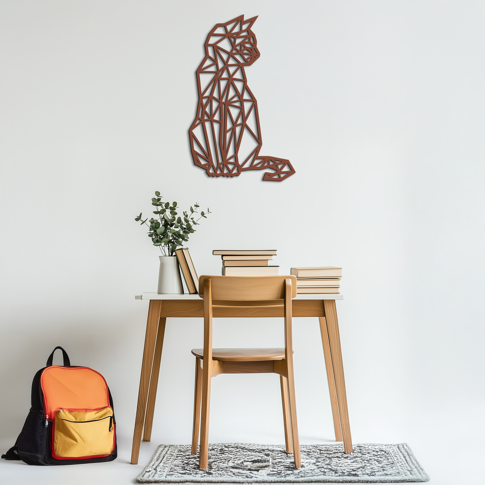 Geometric Cat Metal Wall Art - Modern Feline Home Decor- KAF176