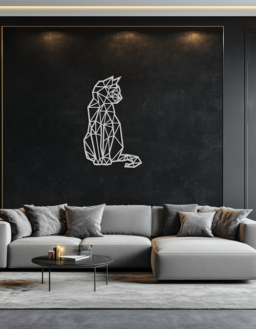 Load image into Gallery viewer, Geometric Cat Metal Wall Art - Modern Feline Home Decor- KAF176