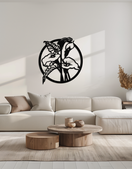 Load image into Gallery viewer, Floral Elegance Metal Wall Art - Modern Circular Flower Decor- KAF177
