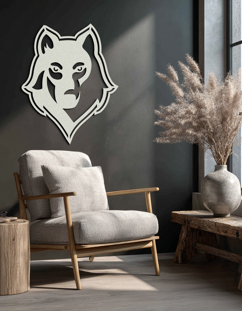 Load image into Gallery viewer, Wolf Metal Wall Art - Geometric Wolf Head Wall Decor- KAF178