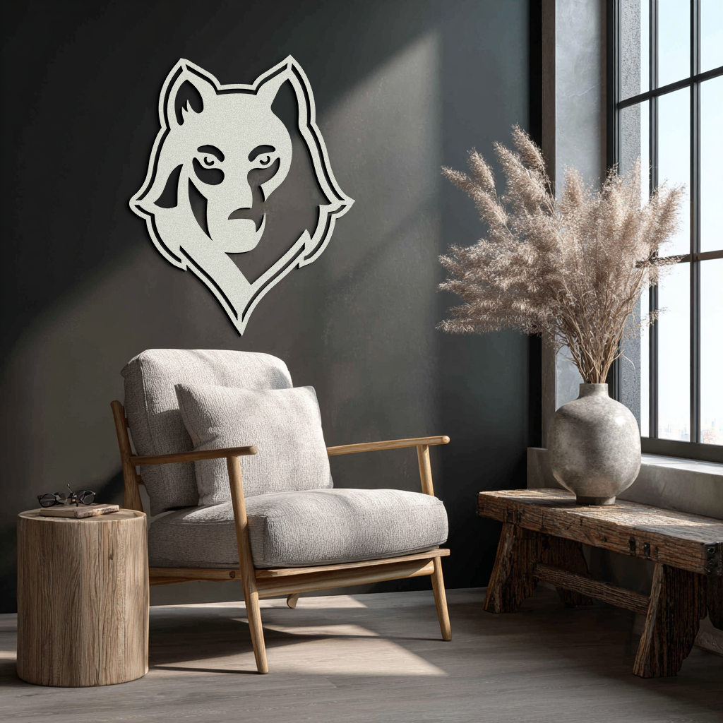 Wolf Metal Wall Art - Geometric Wolf Head Wall Decor- KAF178