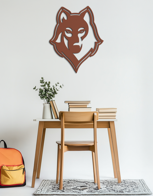 Load image into Gallery viewer, Wolf Metal Wall Art - Geometric Wolf Head Wall Decor- KAF178