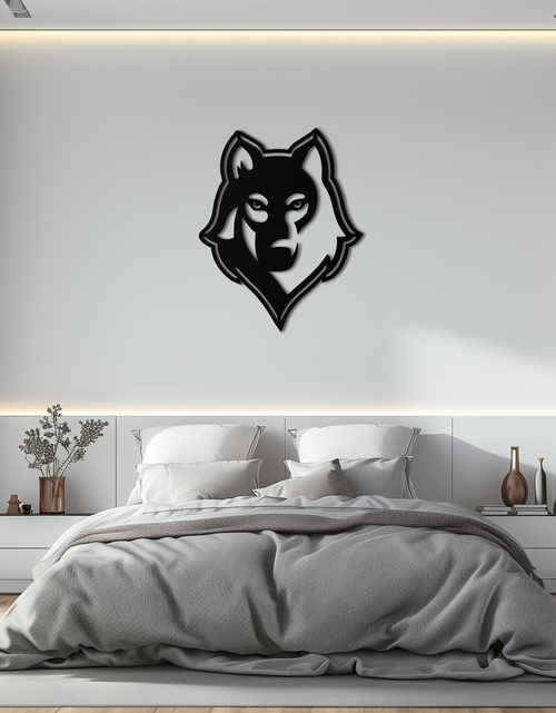 Load image into Gallery viewer, Wolf Metal Wall Art - Geometric Wolf Head Wall Decor- KAF178