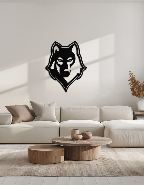 Load image into Gallery viewer, Wolf Metal Wall Art - Geometric Wolf Head Wall Decor- KAF178