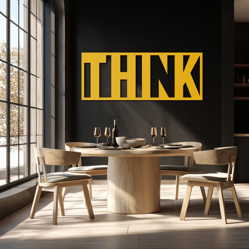 THINK" Metal Wall Art - Minimalist Inspirational Decor- KAF184