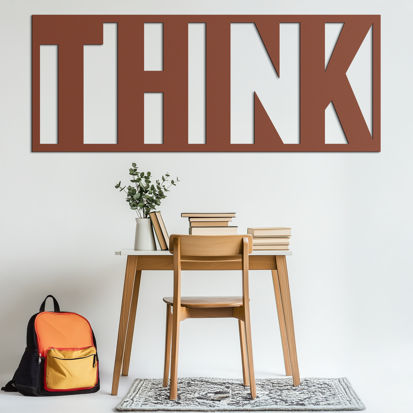THINK" Metal Wall Art - Minimalist Inspirational Decor- KAF184