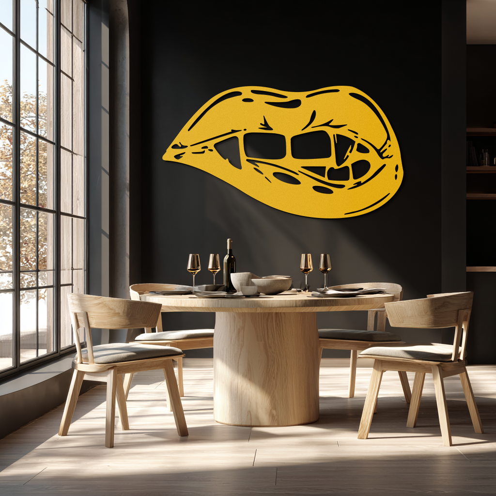 Geometric Lips Metal Wall Art - Bold & Modern Statement Piece- KAF186