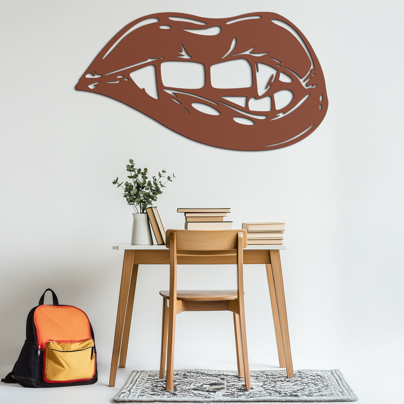 Geometric Lips Metal Wall Art - Bold & Modern Statement Piece- KAF186