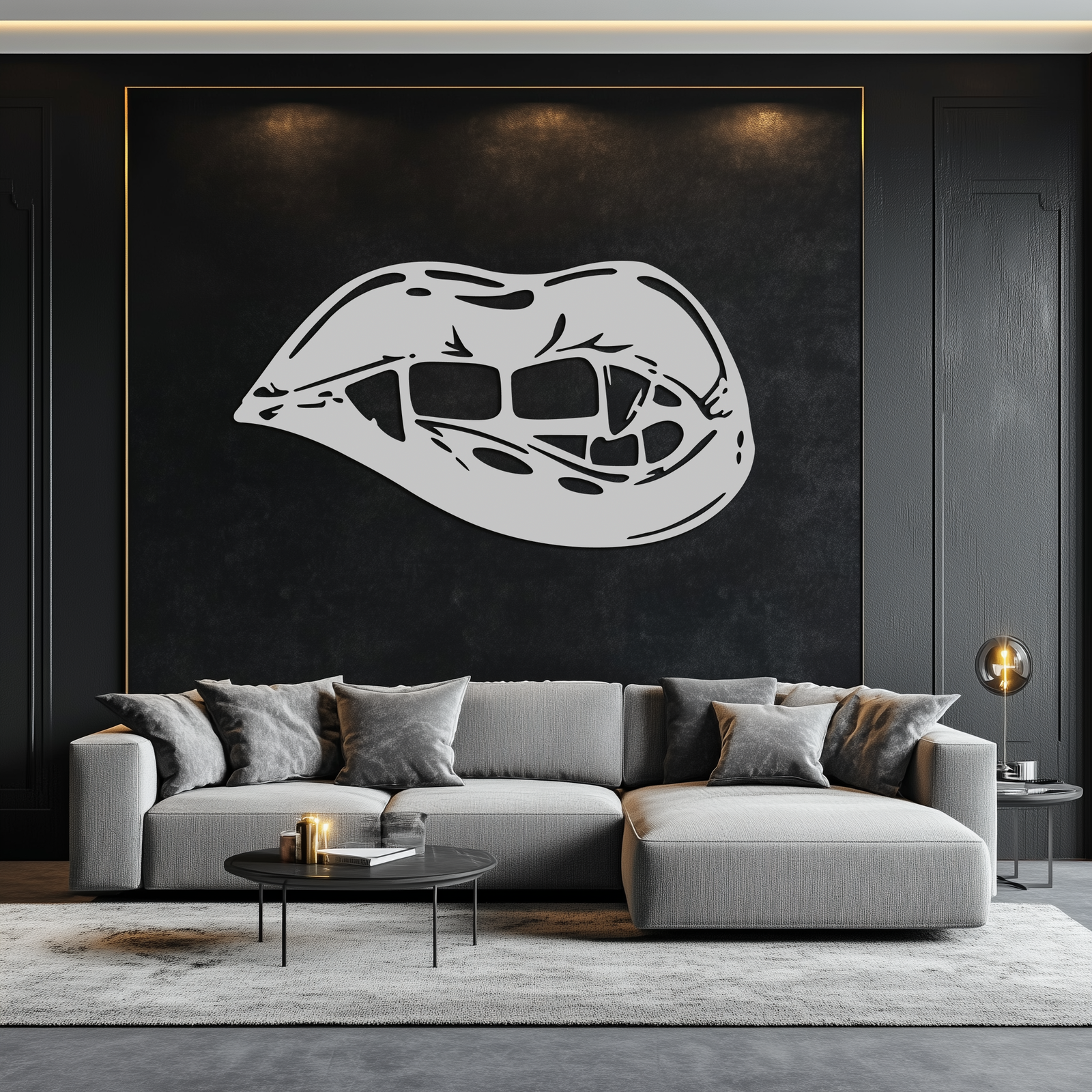 Geometric Lips Metal Wall Art - Bold & Modern Statement Piece- KAF186