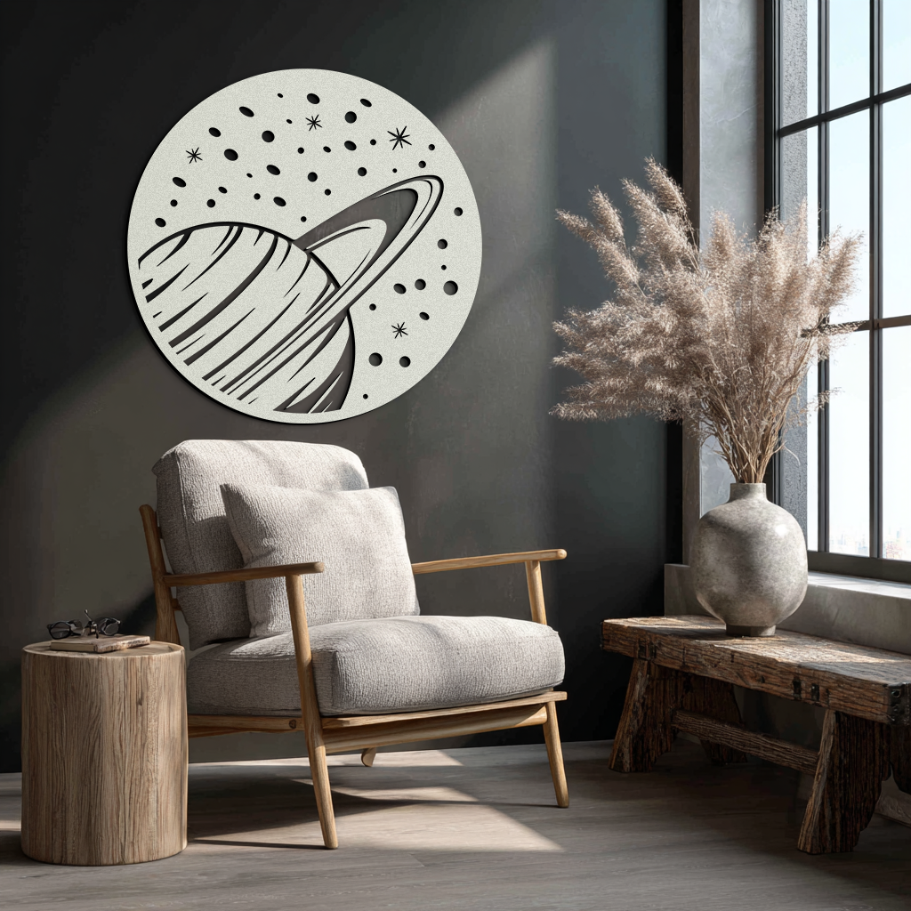 Saturn Planet Metal Wall Art - Cosmic Space Decor- KAF187