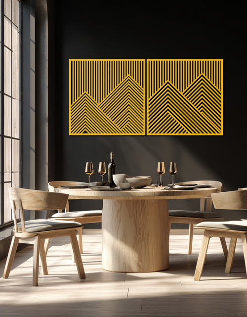 Load image into Gallery viewer, Geometric Mountain Landscape Metal Wall Art - Modern Minimalist Decor- KAF188