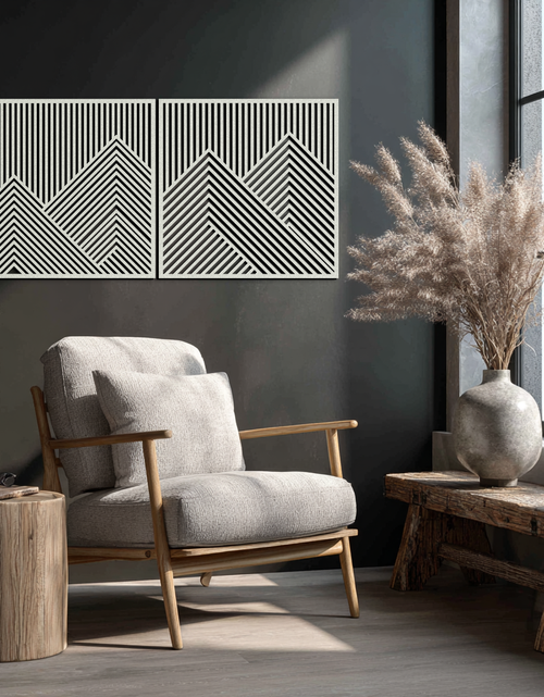 Load image into Gallery viewer, Geometric Mountain Landscape Metal Wall Art - Modern Minimalist Decor- KAF188