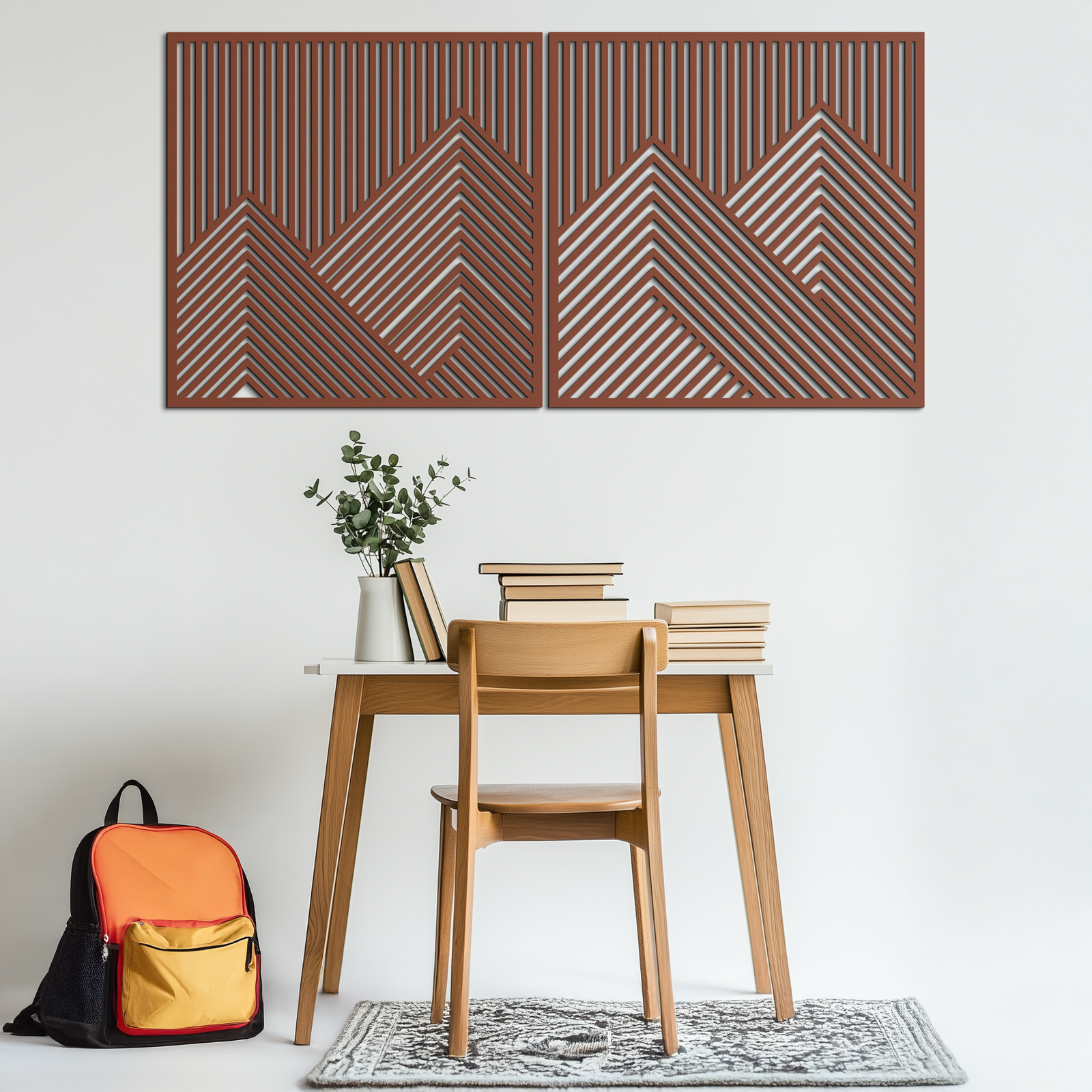 Geometric Mountain Landscape Metal Wall Art - Modern Minimalist Decor- KAF188