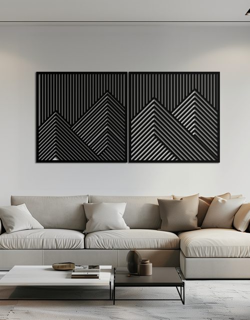 Load image into Gallery viewer, Geometric Mountain Landscape Metal Wall Art - Modern Minimalist Decor- KAF188