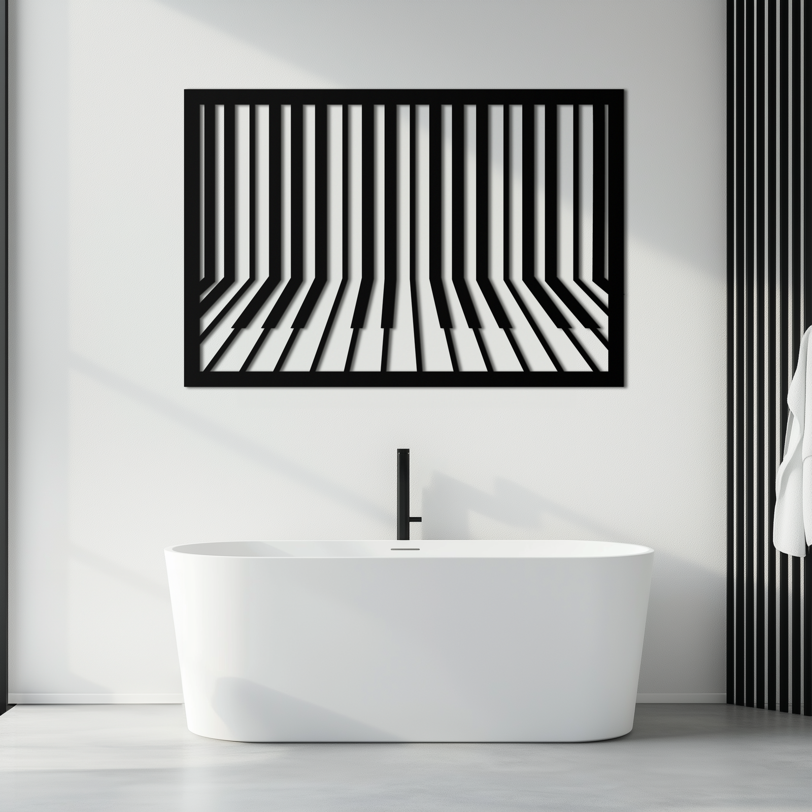Geometric Piano Keys Metal Wall Art - Modern Music Decor- KAF189