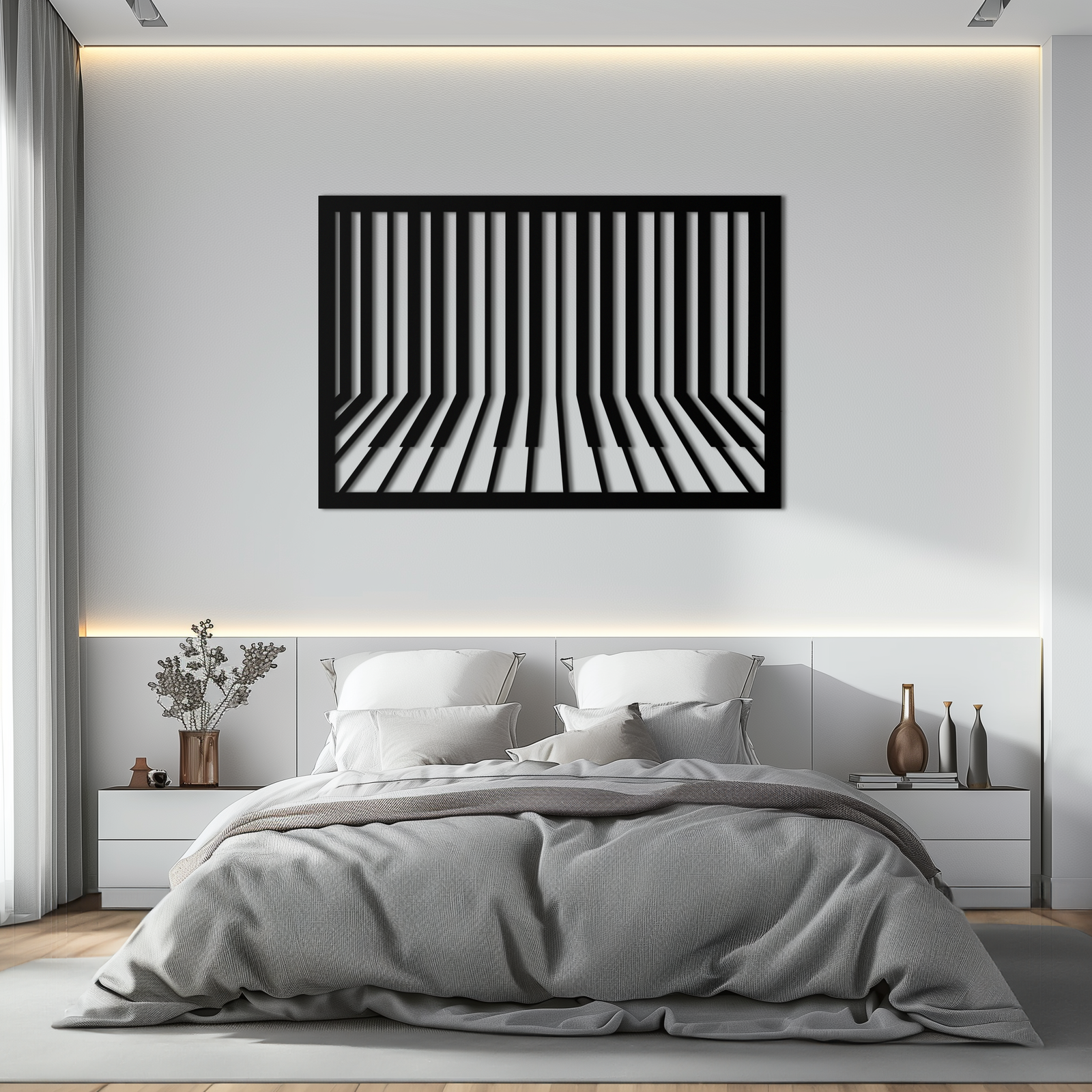 Geometric Piano Keys Metal Wall Art - Modern Music Decor- KAF189